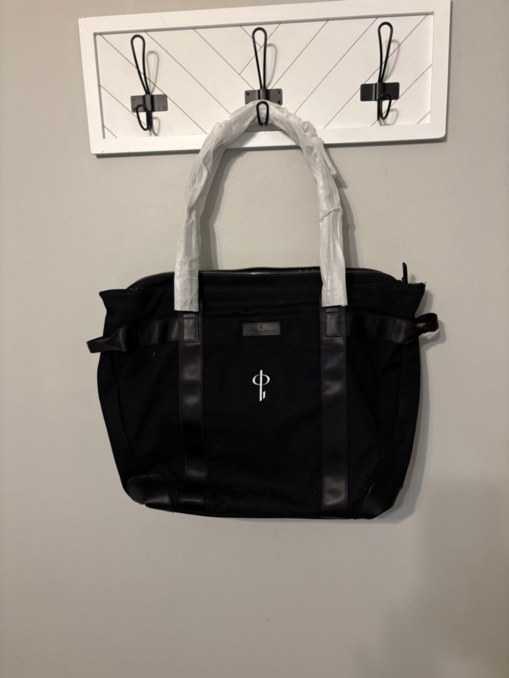 Brooks Brothers Black Canvas Tote with White Logo